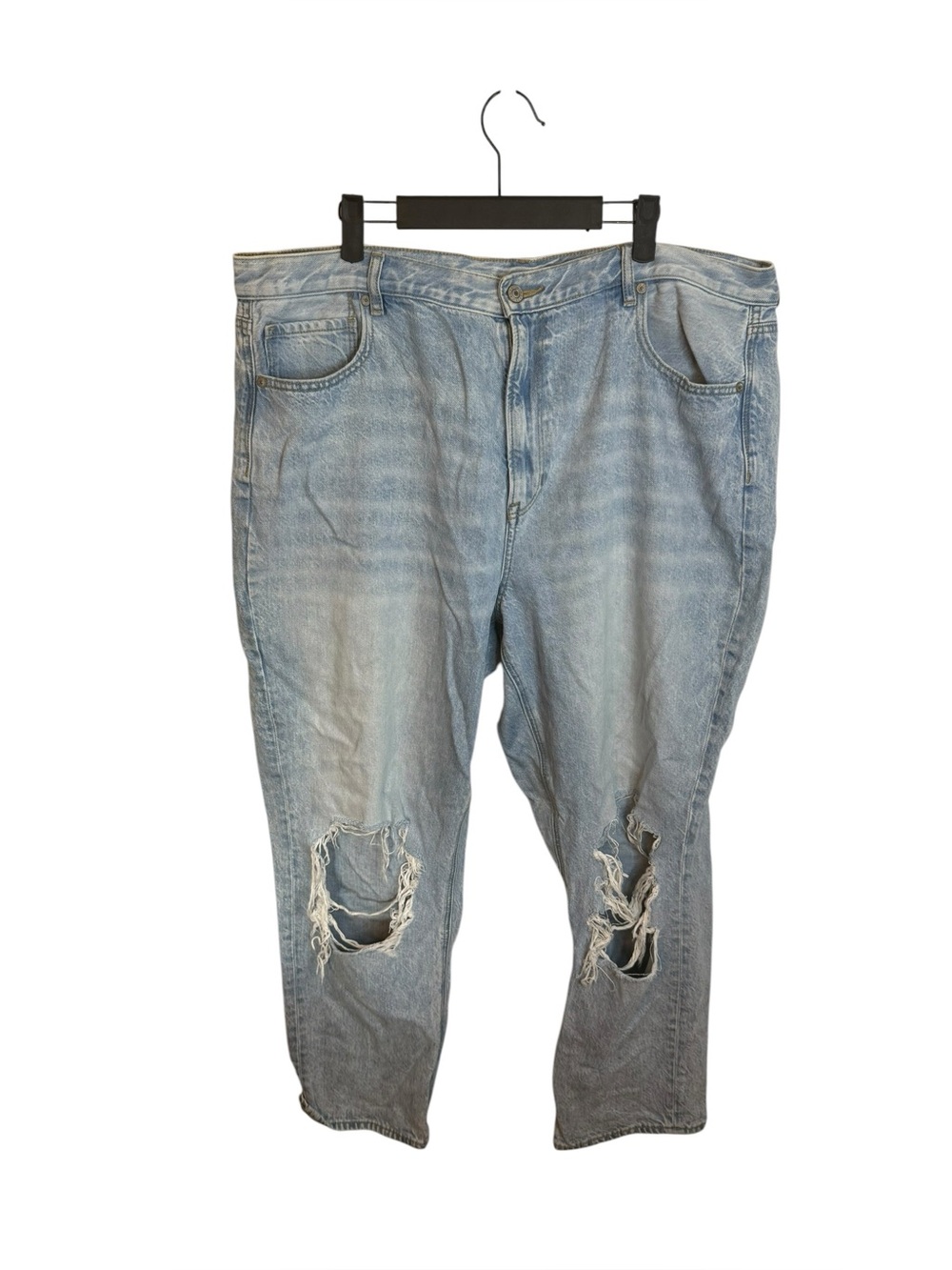 American Eagle Plus Size Distressed Light Wash Mom Jeans